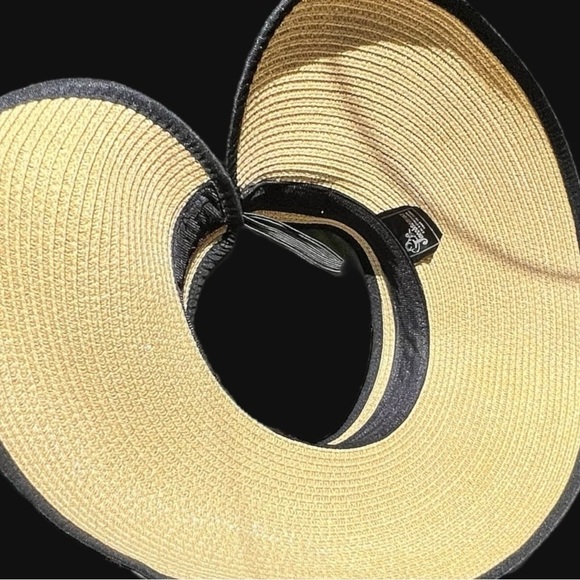 🌻Jacobson Tan Foldable Packable Empty Top Brimmed Straw Visor Cap Hat - Picture 7 of 8